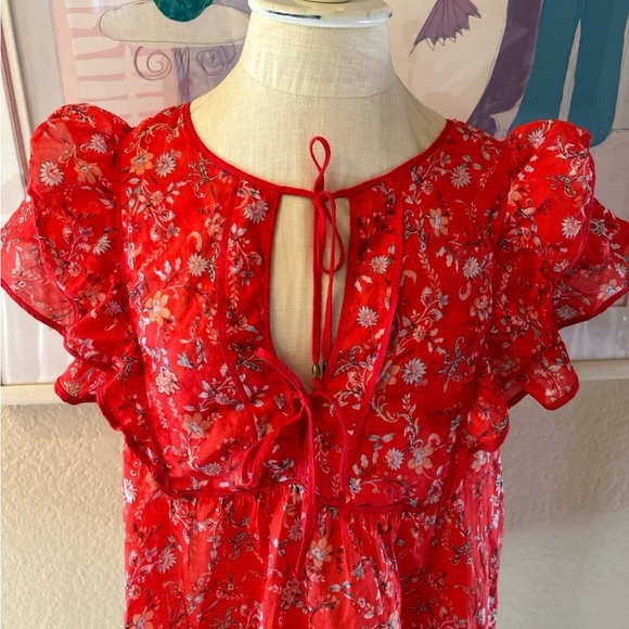 Dear John Noor Double Ruffle Sleeve Top Trailing Vines - Picture 4 of 7